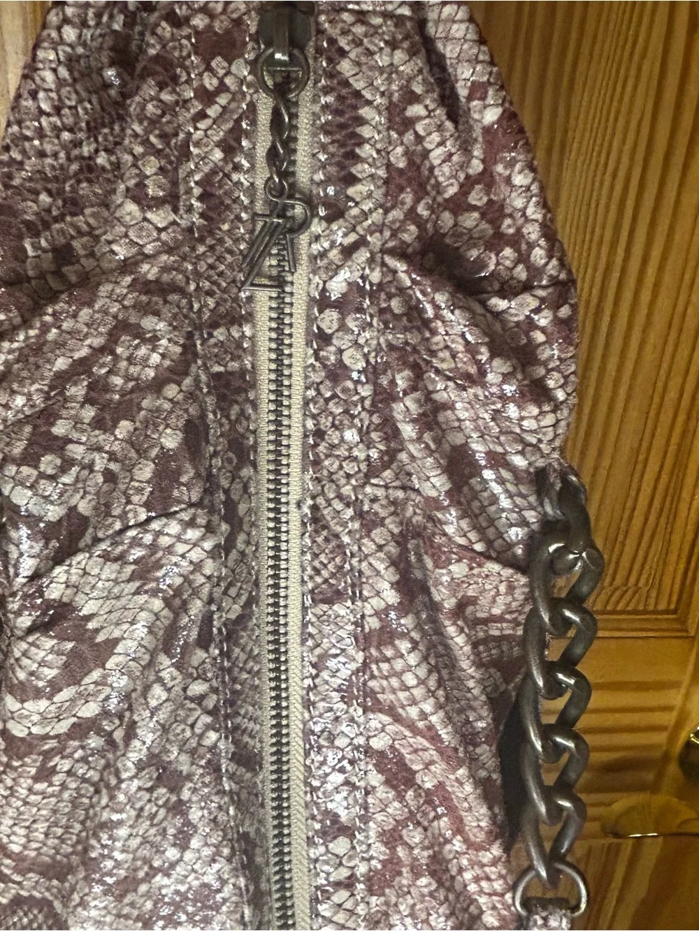 Stylish Brown Snake-Print Tote Bag